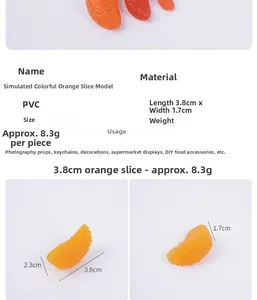 Especificaciones de tamaño detalladas de rodajas de naranja de PVC para manualidades