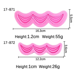 Moldes de silicona con cortina rosa para decoración de pasteles y repostería fondant