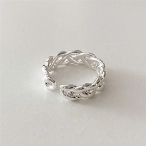 Anello intrecciato minimalista in argento sterling S925 con design aperto regolabile