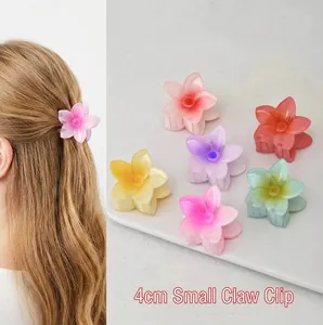 Flower Hair Claw Clips Plastic Resin Gradient Color Frosted Translucent Elegant Styling Accessories For Women Girls