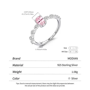 Elegant 925 sterling silver ring with oval pink crystal and sparkling accent stones
