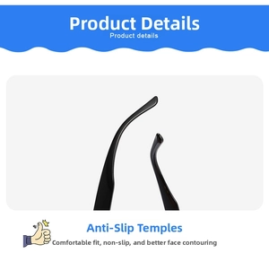 Close-up of ergonomic anti-slip temples on black kids' sunglasses for a secure fit