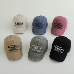 Cappellino Da Baseball Bambini Cotone Lavato Denim Ricamo Protezione Solare Stile Hip Hop Vintage Cappello Sole