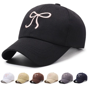 Casquette De Baseball Coton Twill Broderie Nœud Réglable Protection Solaire Mode Extérieur Chapeau Femmes