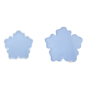 Zweiteiliges Set hellblauer Silikonformen in Blumenform für DIY-Harzguss und Schmuckherstellung