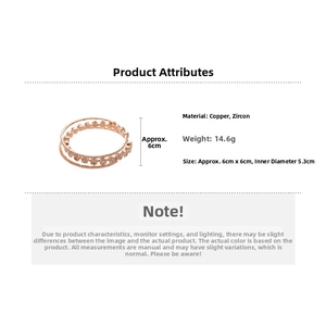 Detailed size specifications of the rose gold triple layered zircon bangle with dimensions