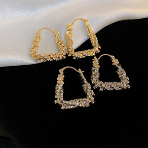 Minimalist Geometric U-Shaped Huggie Earrings With Zircon Inlay Copper Base And Stainless Steel Earring Post Jewelry