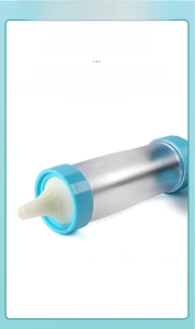 Close-up of food-grade ABS cookie press gun with nozzle for DIY biscuit baking