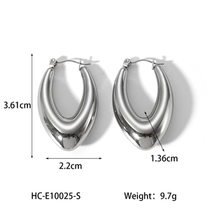 Detailed dimension guide for silver geometric stainless steel earrings with weight info