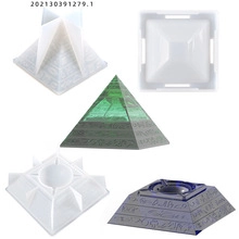 DIY silicone mold for epoxy resin pyramid with intricate ancient rune engravings