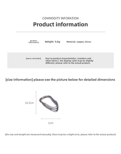 Spécifications et dimensions du bracelet zircon multicouche avec poids et longueur