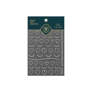 Autocollants 5D pour ongles avec motifs cœur et perles au fini blanc perlé élégant