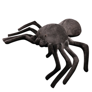 Realistic black spider plush toy with eight legs for Halloween pranks and gifts