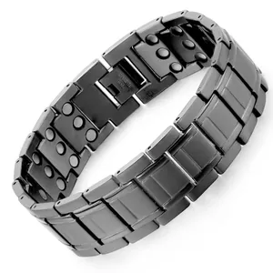 Magnetic Health Energy Bracelet For Men Stainless Steel Copper Link Chain Masculine Industrial Style Wellness Jewelry