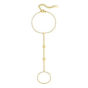 18K gold plated double layer heart finger bracelet for women with minimalist charms