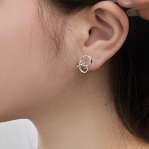 Elegant 925 sterling silver butterfly wing earrings with hollow line design for women