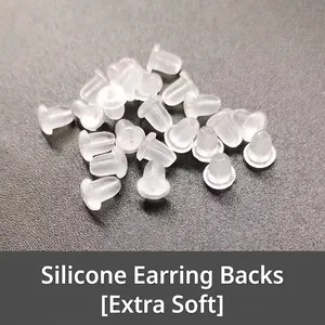 Bulk pack of ultra-soft transparent silicone earring backs for jewelry making