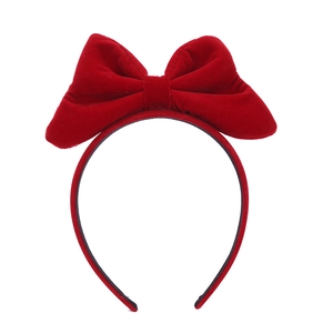 Charming red velvet oversized 3D bow headband in princess style for women and girls