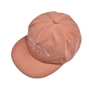 Detail of cactus embroidery and corduroy texture on the vintage flat brim baseball cap