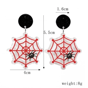 Spécifications détaillées des boucles d'oreilles toile d'araignée d'Halloween, 8g