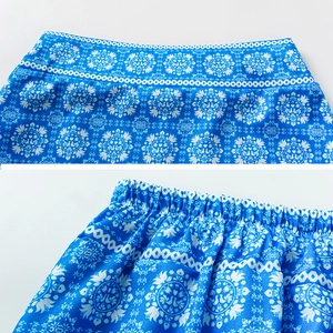 Detail of bohemian swimwear waist with ethnic print and elastic stitching craftsmanship