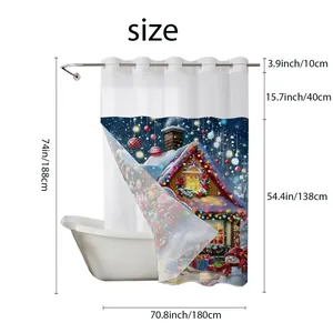 Detaillierte Größentabelle für Weihnachts-Duschvorhang mit 188 cm Höhe und 180 cm Breite