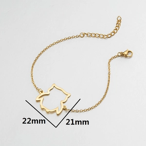 Gold stainless steel owl charm bracelet with adjustable chain and lobster clasp