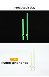 Luminous watch hands set 242 showing bright green glow in dark for clock repair