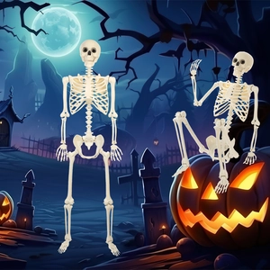 165CM life-size Halloween human skeleton props for spooky graveyard outdoor decorations