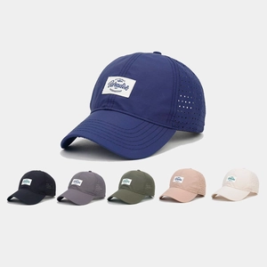 Baseball Cap Quick Dry Breathable Sun Hat Polyester Outdoor Sports Laser Cut Holes Patch Adjustable For Men Women