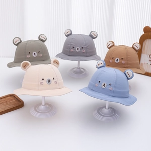 Breathable baby sun bucket hats with cute bear ears in five assorted pastel colors