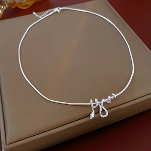 Dettaglio della collana a serpente argento su una scatola portagioie marrone
