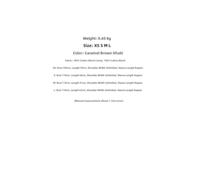 Detailed size chart for short trench coat showing bust and length measurements from XS to L