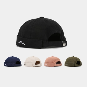 Retro Cotton Docker Hat For Men Women Mountain Peak Embroidery Adjustable Brimless Miki Hat Hip Hop Streetwear Beanie Cap