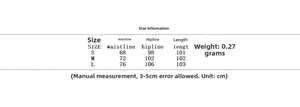 Detailed size chart for women's autumn casual suit showing waist and hip measurements