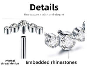 Detailed macro view of internal thread design and claw-set zircon on the T-bar stud