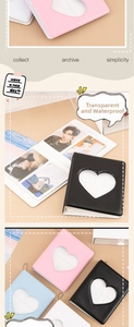 Detail view of heart-shaped hollow photo album pages with high-transparency waterproof pockets