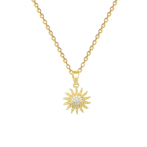 Elegant gold-plated sunflower spinning necklace with sparkling crystals and a fine chain