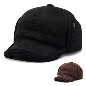 Winter Trapper Hat Suede Fleece Lined Ear Protection Baseball Cap Warm Windproof Outdoor Men Cold Weather Retro