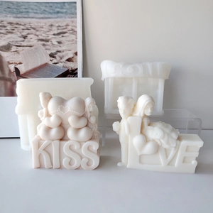 Romantic KISS and LOVE couple sculptures for DIY candle making or decorative ornaments