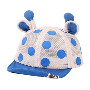Casquette de baseball en maille pour bébé avec pois bleus et oreilles d'animaux