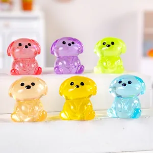 Set of six colorful translucent resin capybara figurines for desk decor and DIY projects