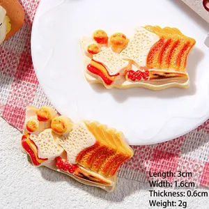 Miniature resin bread and jam model for DIY crafts, measuring 3cm by 1.6cm by 0.6cm