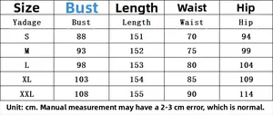 Detailed size chart for V-neck sequin jumpsuit with bust, length, waist, and hip measurements