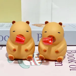 Capybara Squeeze Toy Vinyl Cute Animal Stress Relief Pop Out Eyes Tongue Rolling Novelty Sensory For Kids Adults