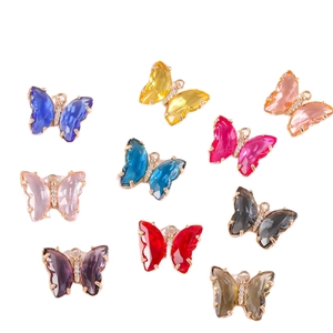 Luxury gradient crystal butterfly pendants in 10 colors for DIY jewelry making
