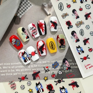 Punk Graffiti Nail Art Stickers Street Style Adhesive Decals Pop Art Patterns For Women DIY Cool Manicure Decoration