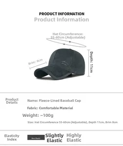 Detailed chart showing size specs and warm fleece fabric of the men's winter sport cap