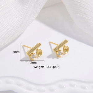 Eleganti orecchini a lobo in argento S925 dorato con zirconi, 10mm, peso 1,2g