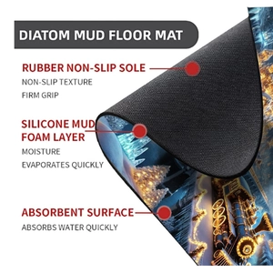 Detail showing the multi-layer structure of Christmas diatom mud floor mat with non-slip base